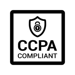 Act, ccpa, compliance, privacy icon. Black vector graphics.