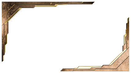 A 3d rendering image of metalic and crystal frame