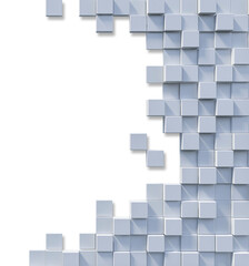 3d rendering image of white cubic on the wall