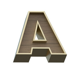 A 3d rendering image of goden and wooden alphabets