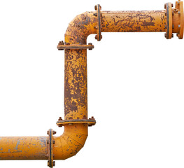 Orange steel water pumping pipe - obrazy, fototapety, plakaty