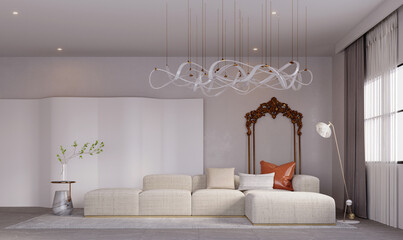 3d rendering,3d illustration, Interior Scene and  Mockup,furniture designer render 3D model sofa living room.
