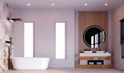 3d rendering,3d illustration, Interior Scene and  Mockup,shower water bathroom render.