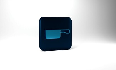 Blue Frying pan icon isolated on grey background. Fry or roast food symbol. Blue square button. 3d illustration 3D render