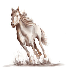 Running horse black and white watercolor style