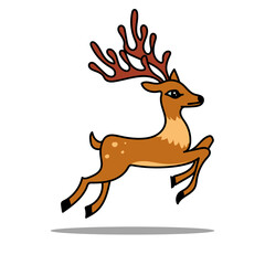 Deer painting on a transparent background png. Christmas deer. © pichet
