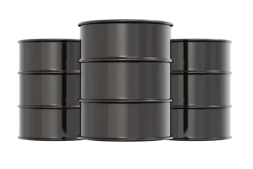 Fotobehang 3D Rendering of petroleum oil drum container barrel isolated on background © Kwanchanok