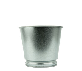 Flowerpot,Metallic bucket, isolated on white background with clipping path