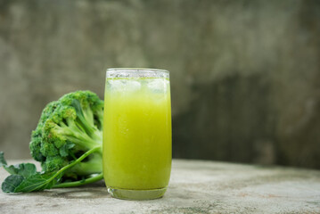 Glass of broccoli juice, broccoli Healthy drink