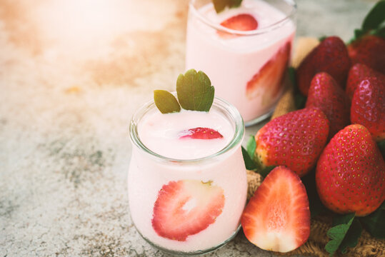 Healthy food of yogurt, Strawberry Yogurt