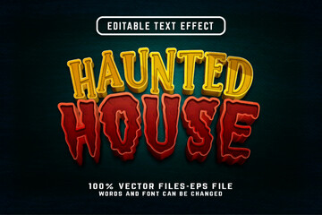 Haunted House 3d cartoon text effect premium vectors