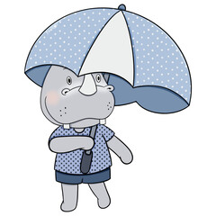 Cute rhino cartoon design character 