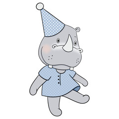 Cute rhino cartoon design character 