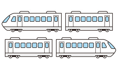 特急列車のイラスト素材。