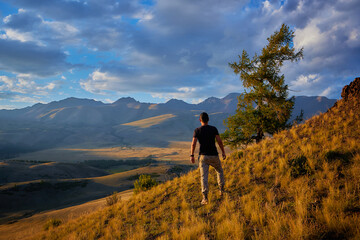 a man among the mountains