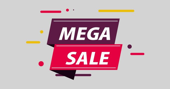 mega sale shopping colorful symbol background animation