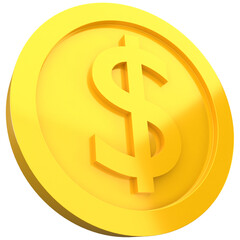 3d dollar coin icon in gold color, for UI, poster, banner, social media post. 3D rendering