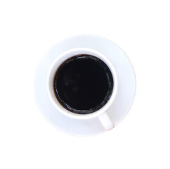 Cup of coffee with hot black coffee on transparent background png file