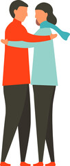 Couple of love concept for winter season. Character design of people in flat style.