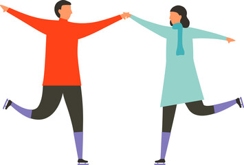 Couple of love concept for winter season. Character design of people in flat style.