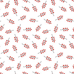 Seamless pattern of red berries. Modern bright style. You can use a bright print for your design.	