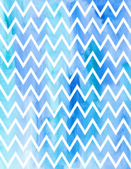 Blue Watercolor Chevron Background