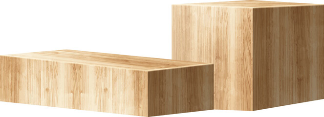 Wood podium presentation mock up, show cosmetic product display stage pedestal background design