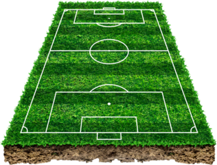 Soccer field area and isolated. Green grass of soccer field with pattern and texture in perspective views. 