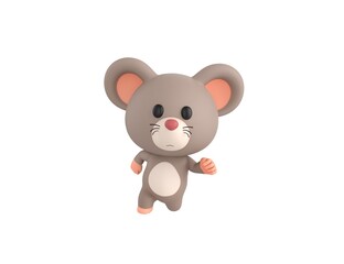 Little Rat character running front view in 3d rendering.