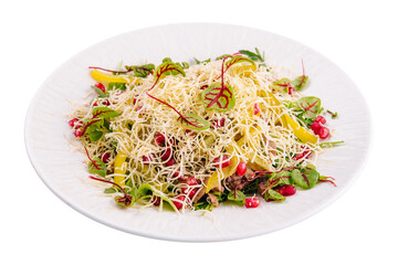 Fresh healthy salad with cheese and pomegranate