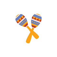 Maracas percussion musical instrument cartoon flat vector illustration isolated.