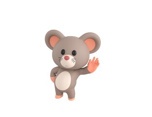 Little Rat character hold hand near ear listening rumors in 3d rendering.