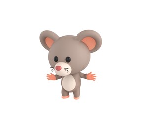 Little Rat character surprise and shocked in 3d rendering.