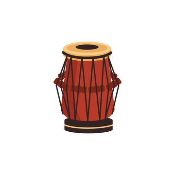 Tabla percussion music instrument, flat vector illustration isolated on white background.