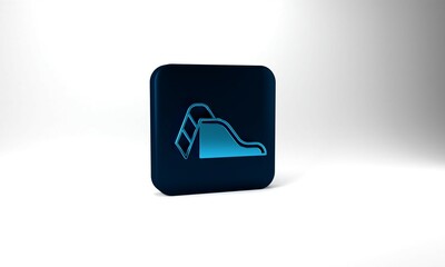 Blue Slide playground icon isolated on grey background. Childrens slide. Blue square button. 3d illustration 3D render