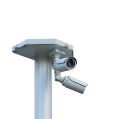 CCTV security camera pole isolated