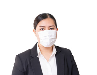 Businesswomen wearing face mask isolated