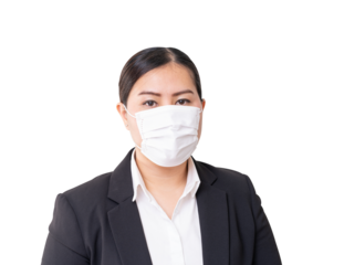 Businesswomen wearing face mask isolated