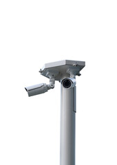 CCTV security camera pole isolated