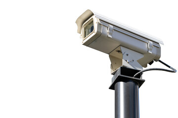 CCTV security camera pole isolated