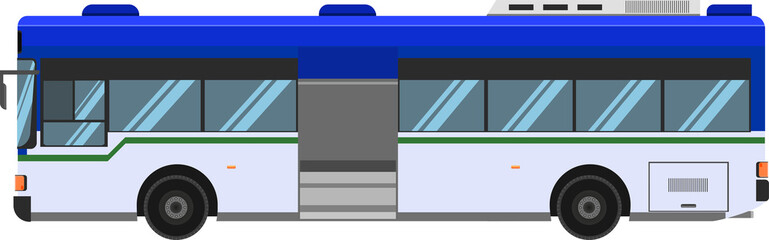 a blue green white bus color with air conditioner public transportation in thailand.