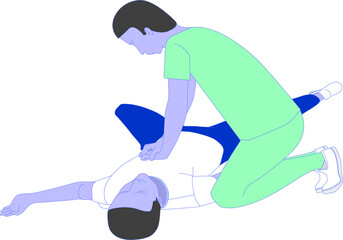 the physician green clothe heart pumping CPR the patient.