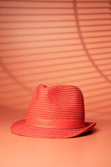 Hat on a pink background. - Summer concept..