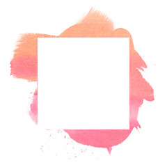 pink and orange watercolor stain brush stroke frame isolated on white background,watercolor png file clipart © peacefy