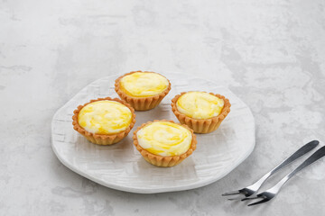 Golden Brown Fresh Cheese Tart served on plate
