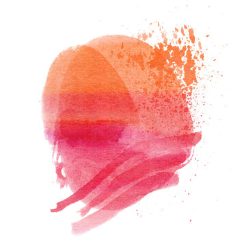 Pink And Orange Watercolor Stain Brush Stroke Frame Isolated On White Background,watercolor Png File Clipart