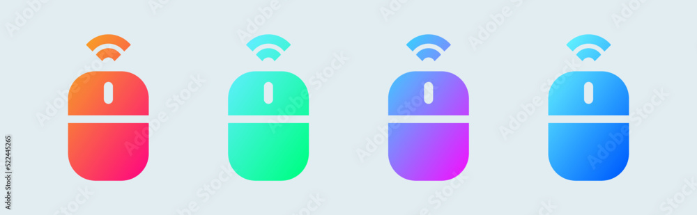 Poster computer mouse solid icon in gradient colors. wireless mouse signs vector illustration.