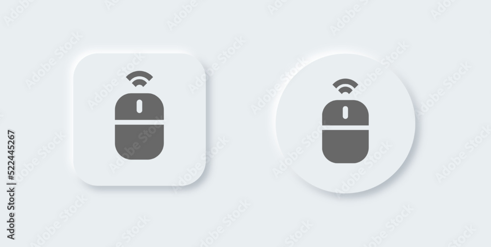 Poster computer mouse solid icon in neomorphic design style. wireless mouse signs vector illustration.