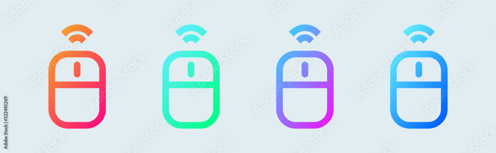 Poster computer mouse line icon in gradient colors. wireless mouse signs vector illustration.