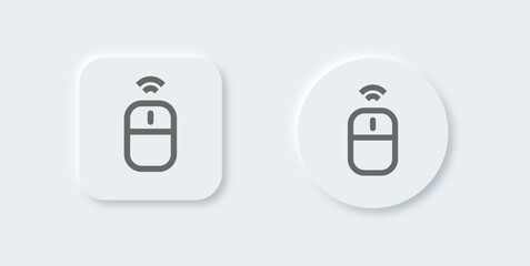 Computer mouse line icon in neomorphic design style. Wireless mouse signs vector illustration.